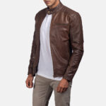 Dean Brown Leather Biker Jacket USA