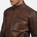 Dean Brown Leather Biker Jacket USA