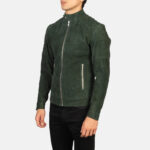 Fernando Quilted Green Suede Biker Jacket US