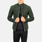 Fernando Quilted Green Suede Biker Jacket USA
