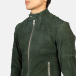 Fernando Quilted Green Suede Biker Jacket USA