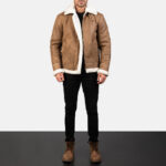 Francis B 3 Distressed Brown Leather Bomber Jacket