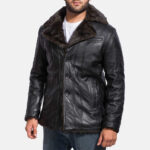 Furcliff Black Leather Coat USA