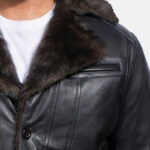 Furcliff Black Leather Coat USA