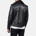 Furton Black Leather Biker Jacket USA