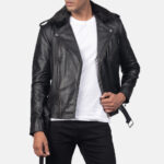 Furton Black Leather Biker Jacket United States