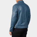 Gatsby Blue Leather Biker Jacket United States