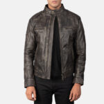 Gatsby Distressed Brown Leather Jacket USA
