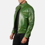 Gatsby Green Leather Biker Jacket US