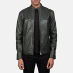 Ionic Green Leather Biker Jacket US