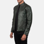 Ionic Green Leather Biker Jacket USA