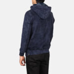Kenton Hooded Blue Suede Pullover Jacket USA