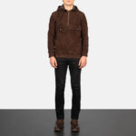 Kenton Hooded Mocha Suede Pullover Jacket