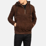 Kenton Hooded Mocha Suede Pullover Jacket US