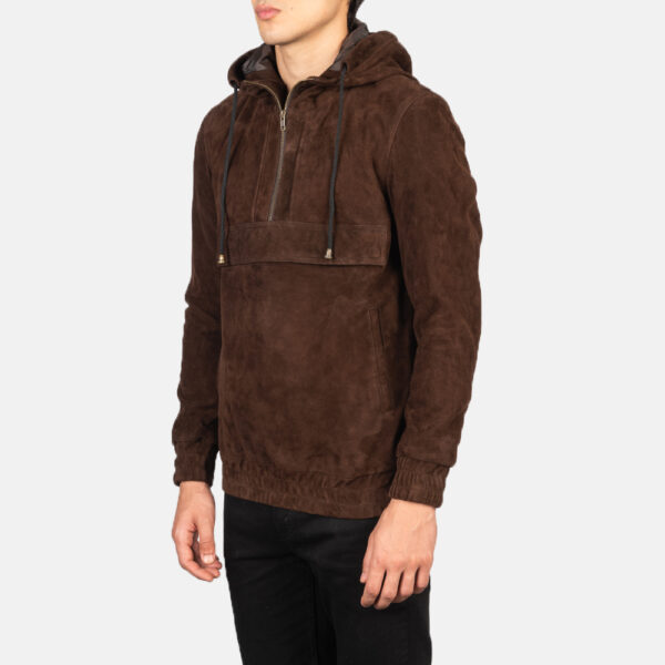 Kenton Hooded Mocha Suede Pullover Jacket USA