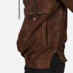 Kenton Hooded Mocha Suede Pullover Jacket USA
