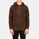 Kenton Hooded Mocha Suede Pullover Jacket United States