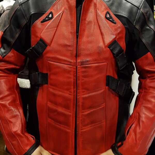 Mens Deadpool Leather Motorcycle Jacket