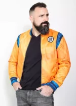 Mens Goku Anime Orange Bomber Jacket