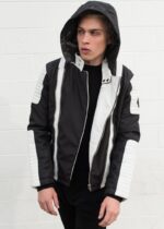 Mens Ninja Sheepskin Leather Jacket Black And White