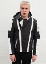 Mens Ninja Sheepskin Leather Jacket Black And White USA