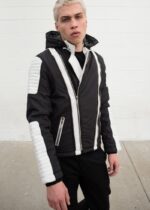 Mens Ninja Sheepskin Leather Jacket Black And White United States