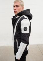 Mens Ninja Sheepskin Leather Jacket Black And White