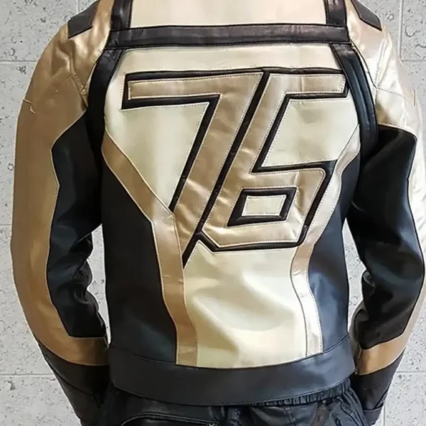 Mens Overwatch Soldier 76 Leather Jacket Gold