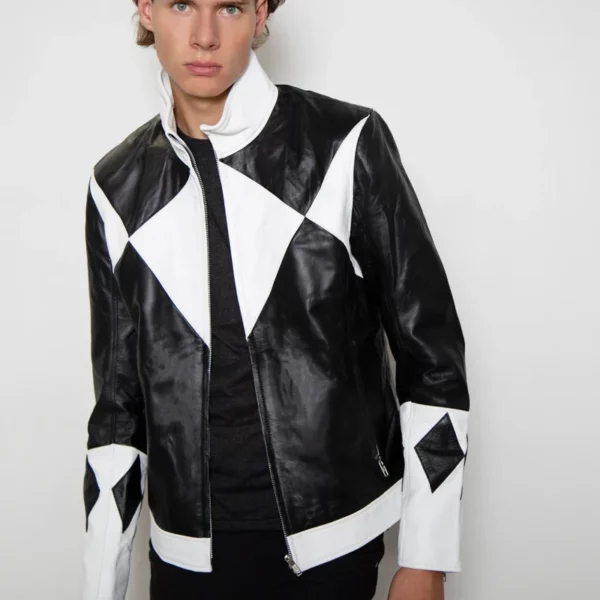 Mens Power Rangers Classic Leather Jacket Black