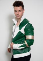 Mens Power Rangers Classic Leather Jacket Green US