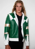 Mens Power Rangers Classic Leather Jacket Green US