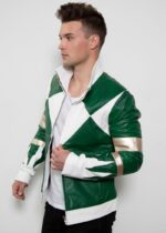 Mens Power Rangers Classic Leather Jacket Green United States