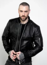 Mens Premium Black Leather Bomber Jacket