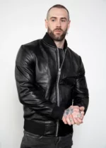 Mens Premium Black Leather Bomber Jacket USA