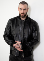 Mens Premium Black Leather Bomber Jacket USA