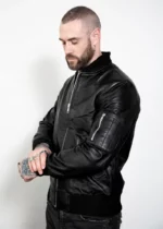 Mens Premium Black Leather Bomber Jacket United States