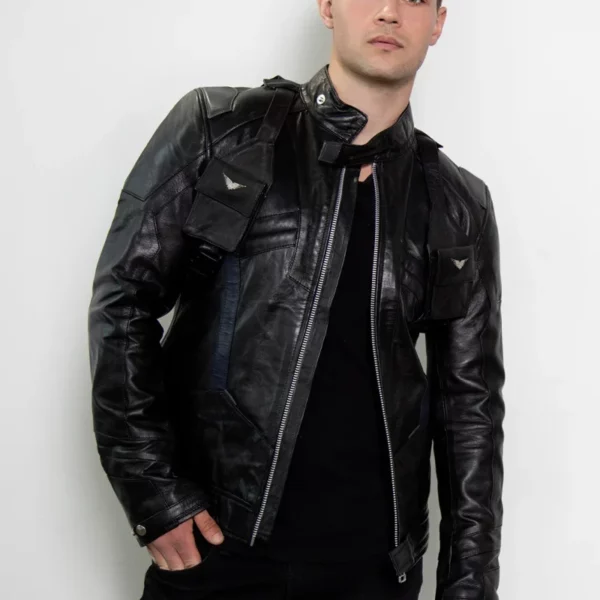 Mens Soldier 76 Black Leather Jacket Limited Edition