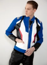 Mens Soldier 76 Blue Leather Jacket US
