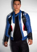 Mens Soldier 76 Blue Leather Jacket USA