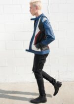 Mens Soldier 76 Blue Leather Jacket
