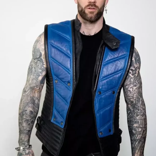 Mens Sub Zero Mortal Kombat Ninja Leather Jacket