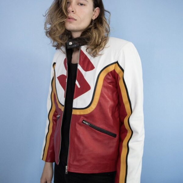 Mens Suzuki Motorcycle Hackers Leather Jacket