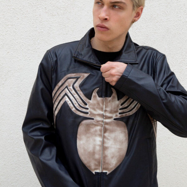 Mens Symbiote Leather Jacket Blue Weathered