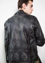 Mens Taylor Rub-off Gray Motorcycle Leather Jacket US