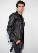 Mens Taylor Rub-off Gray Motorcycle Leather Jacket USA