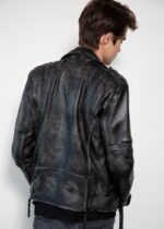 Mens Taylor Rub-off Gray Motorcycle Leather Jacket United States