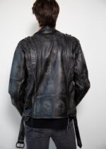 Mens Taylor Rub-off Gray Motorcycle Leather Jacket