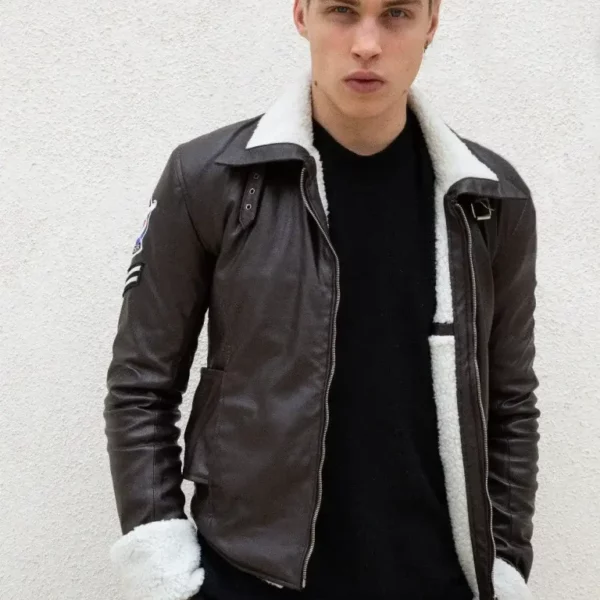 Mens Tracer Brown Leather Aviator Jacket