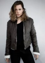 Mens Tracer Brown Leather Aviator Jacket US