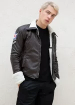 Mens Tracer Brown Leather Aviator Jacket United States